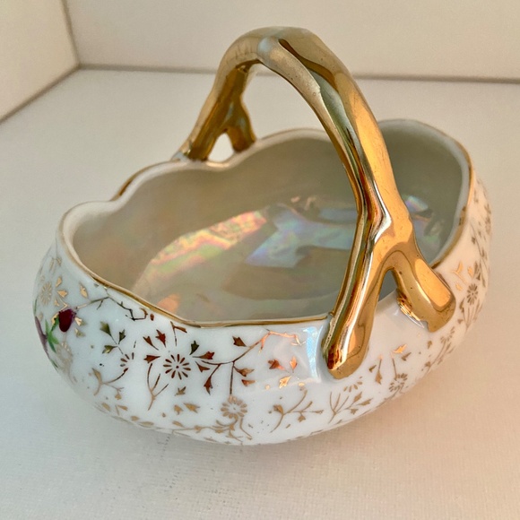 Vintage Marco Fine Porcelain White Gold Floral Flower Pattern Trinket Bowl - Picture 1 of 7